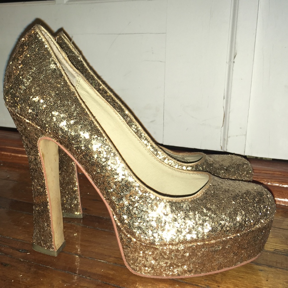 Gold Glitter Heels